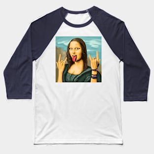 Mona Lisa rocks out - luxury painting with background - tongue out Baseball T-Shirt